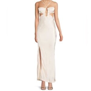 NWT Bardot Revolve Daring Satin Maxi Dress Ivory SZ 10 US ✨🔥🔥🔥